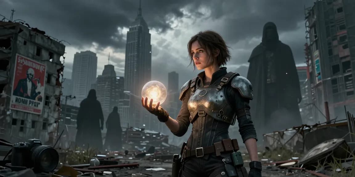 Emma Thorne in a dystopian cityscape, embodying empath psychic powers against emotional suppression.