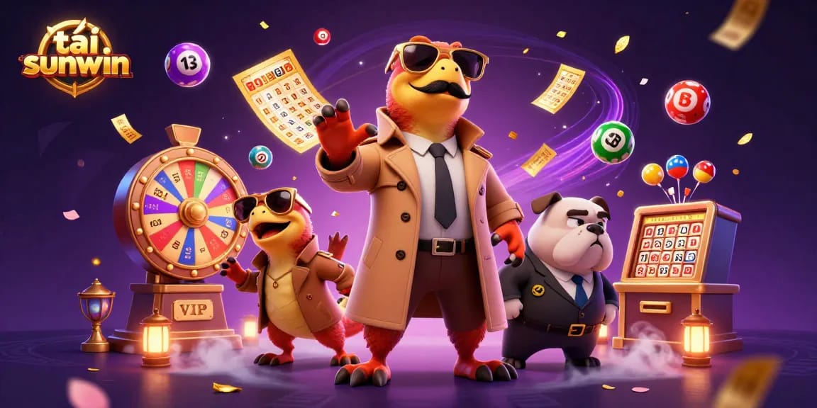 Spin to win at tải sunwin with cartoon raptors posing in a casino scene filled with lottery excitement.