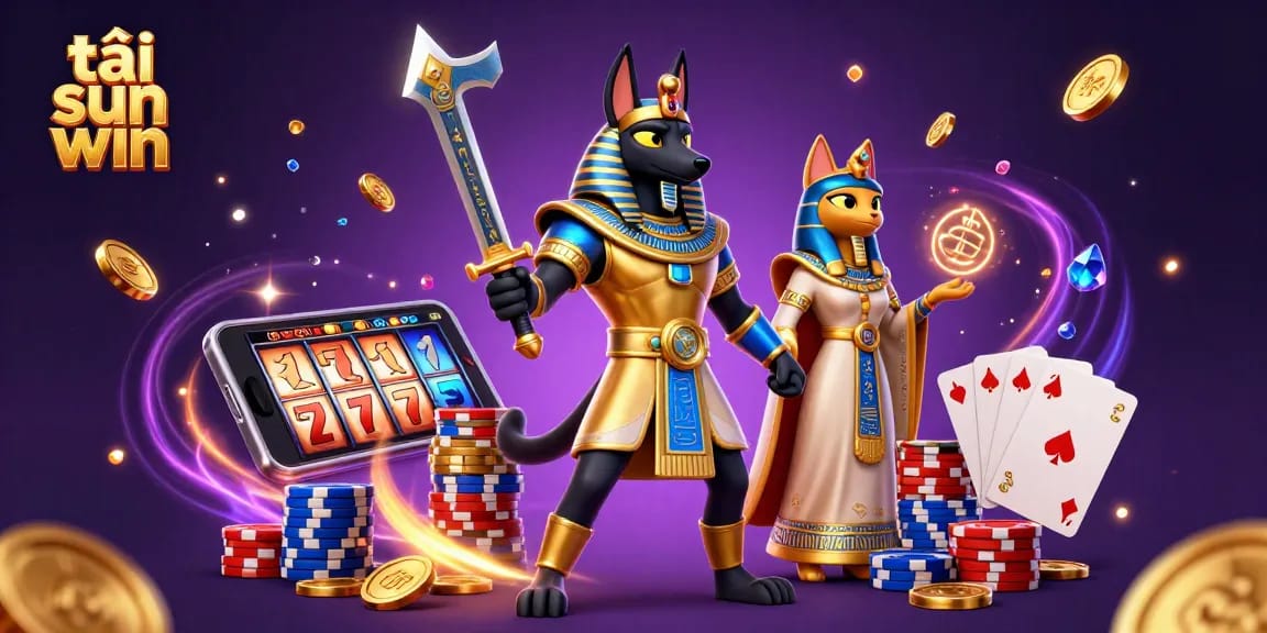 Play exciting games and tải sun win with a lively 3D casino scene featuring sparkling coins and vibrant symbols.
