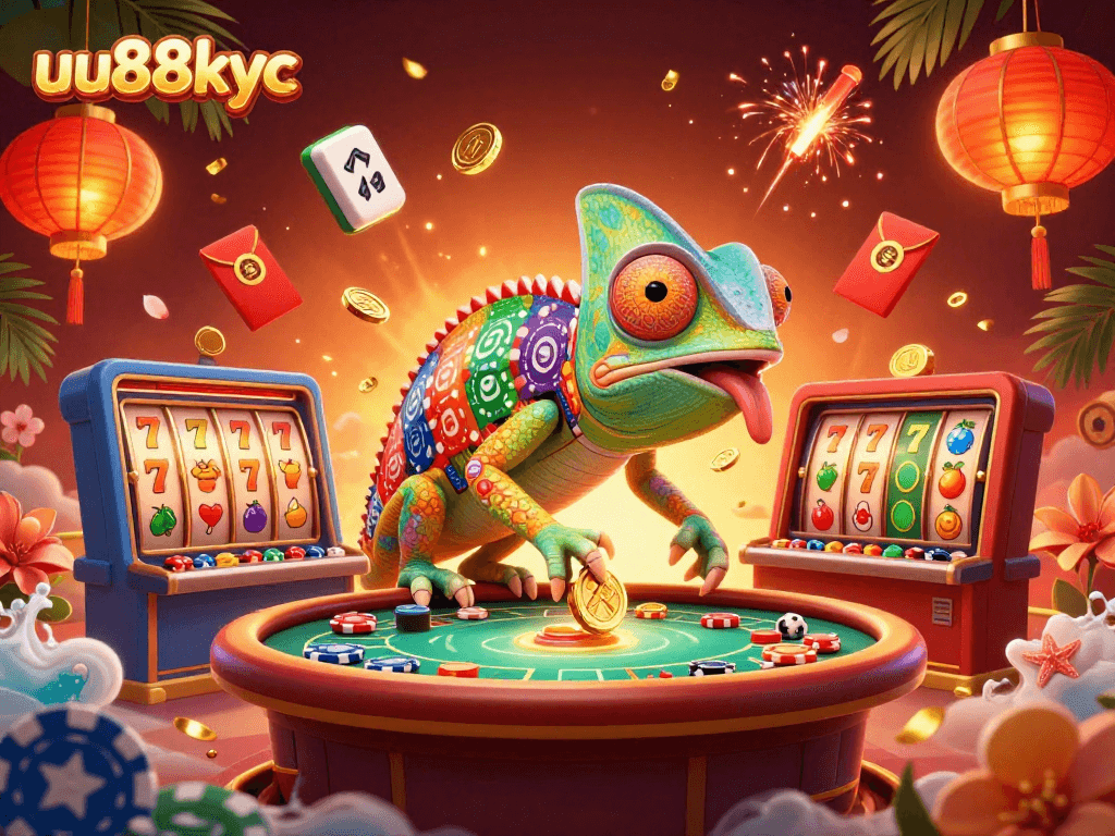 Engage with exciting gaming action at uu88kyc, featuring a vibrant casino scene.