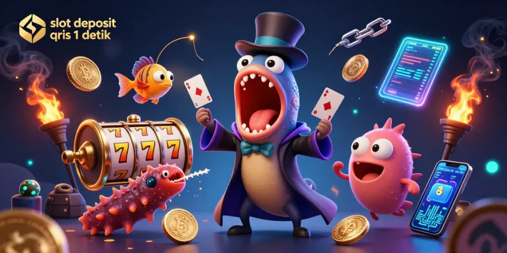 Experience slot deposit qris 1 detik magic in this vibrant gambling illustration.