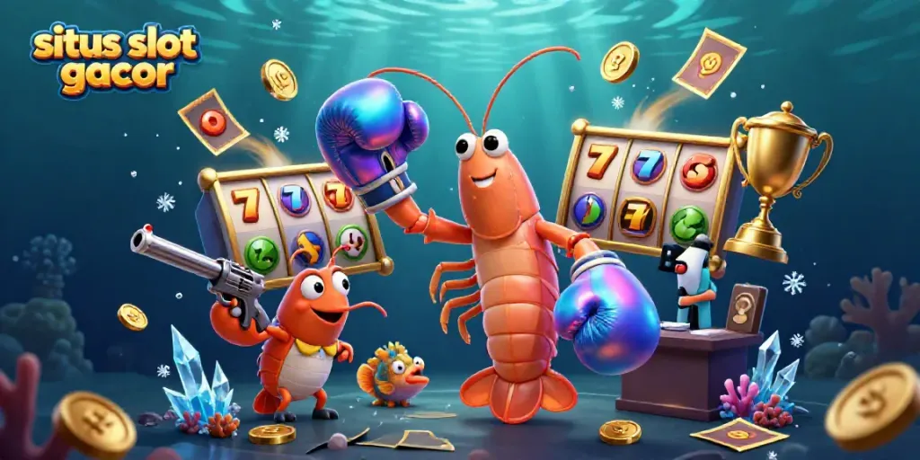 Experience the excitement of situs slot gacor with dynamic characters amidst vibrant casino elements.
