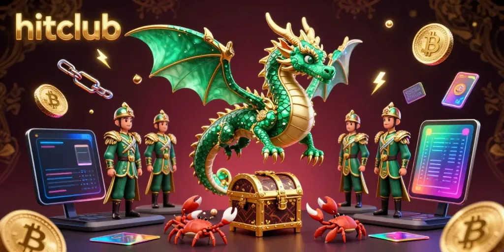 Experience thrilling betting strategies at hitclub, featuring vibrant 3D characters and crypto elements.