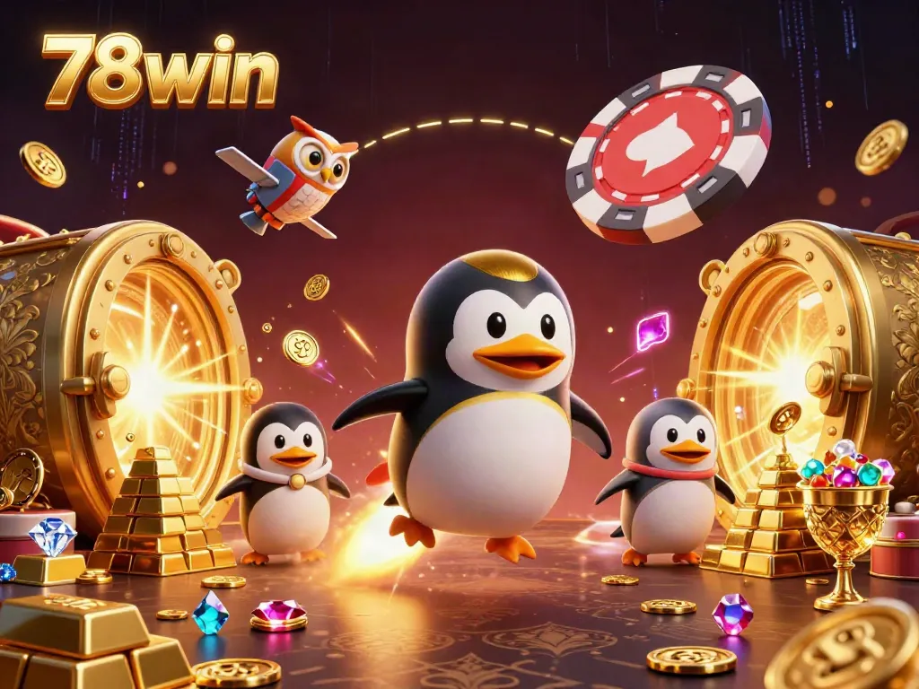 Experience the exhilarating gaming world of 78win, featuring vibrant elements of casino life and thrilling animations.