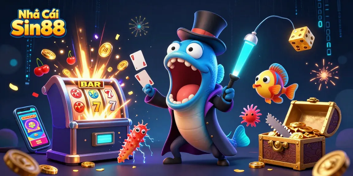Experience thrilling card tricks at Nhà Cái Sin88 with captivating casino-themed creatures and dazzling prizes.