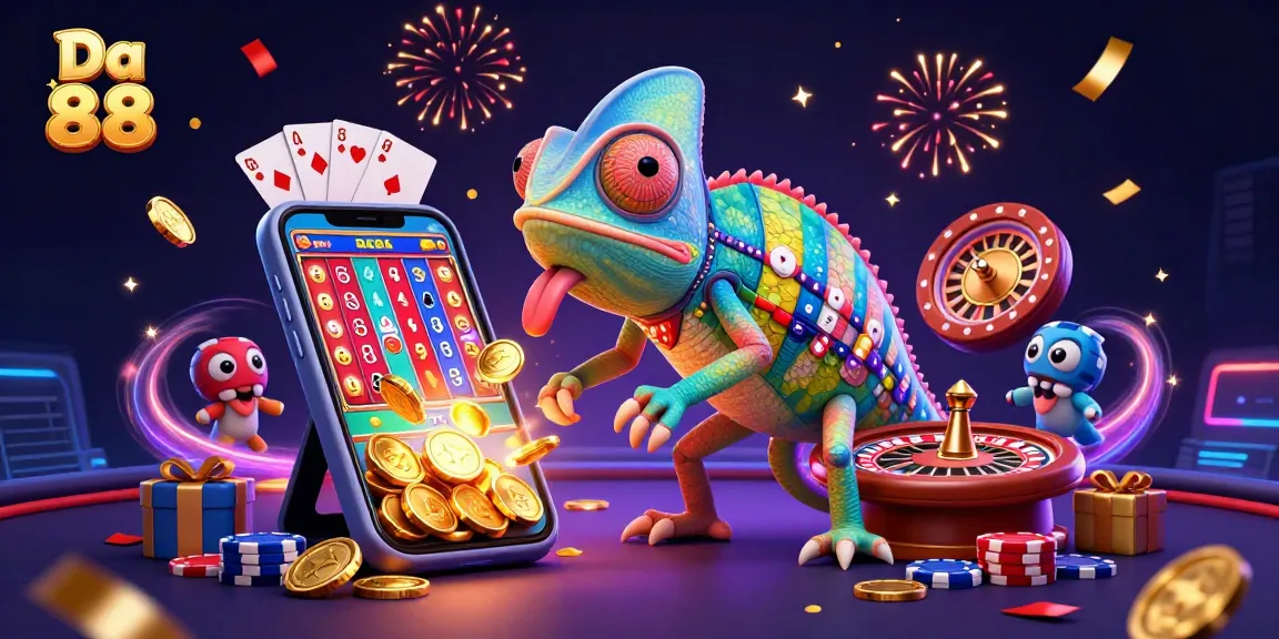 Experience the thrill at Da 88 Casino with vibrant gaming activities and energetic characters.