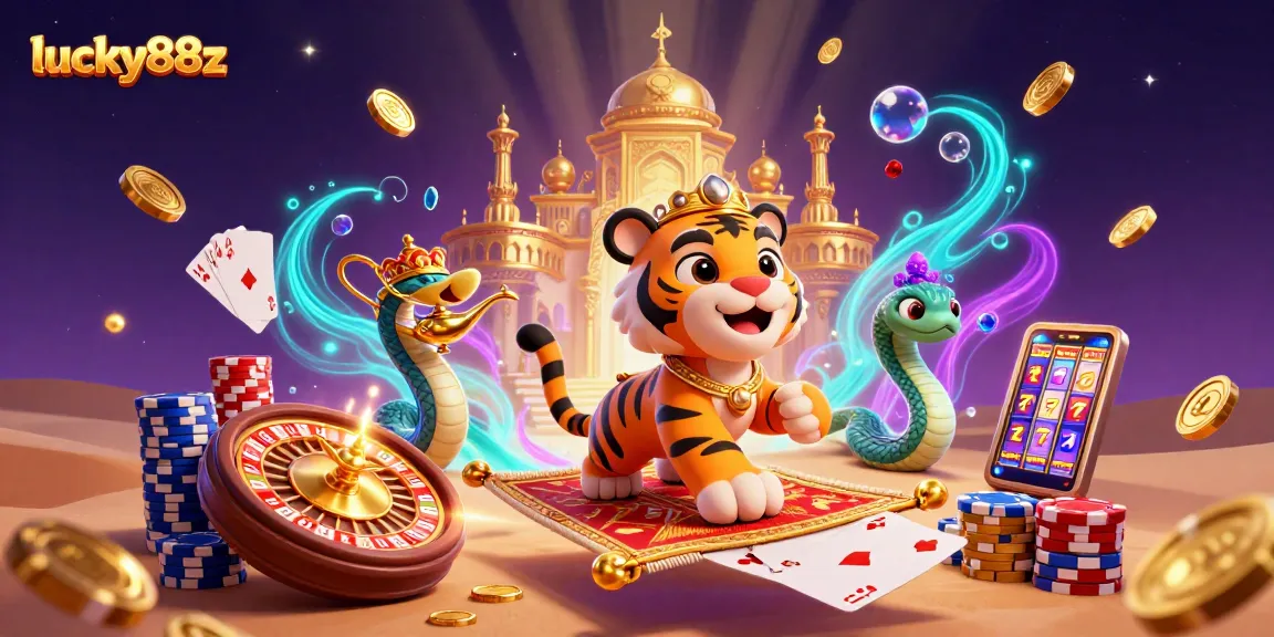 Experience thrilling wins at lucky88z with the lively Arabian Nights-themed casino scene.