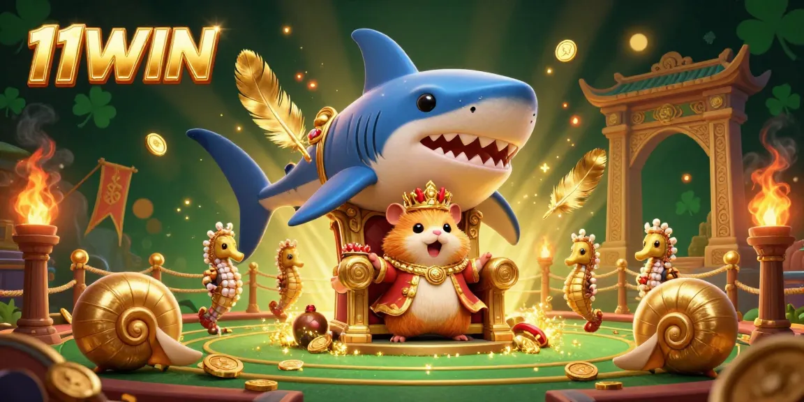 Experience thrilling action with 11WIN featuring a golden hamster king in an epic gambling arena.