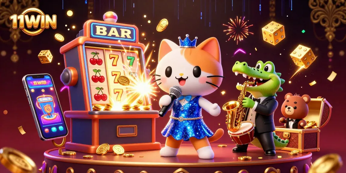 Engage in thrilling moments at 11WIN with vibrant casino illustrations featuring exciting characters and games.