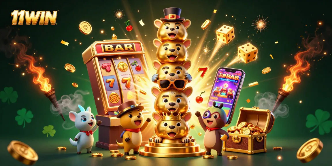 Engage with 11WIN and its vibrant casino experience featuring a bustling jackpot scene.